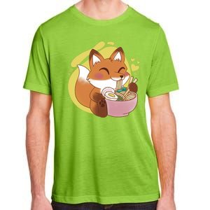 Kawaii Fox Eating Ramen Adult ChromaSoft Performance T-Shirt