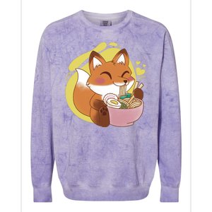 Kawaii Fox Eating Ramen Colorblast Crewneck Sweatshirt