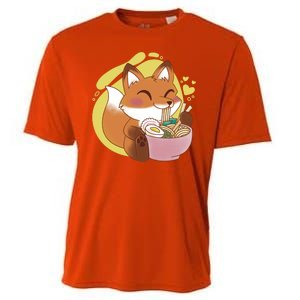 Kawaii Fox Eating Ramen Cooling Performance Crew T-Shirt