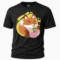 Kawaii Fox Eating Ramen Cooling Performance Crew T-Shirt