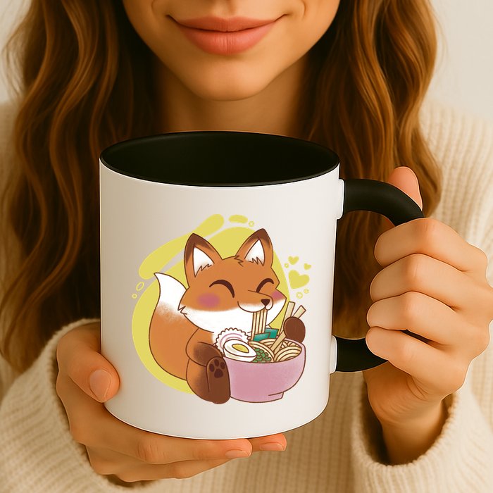Kawaii Fox Eating Ramen Mug