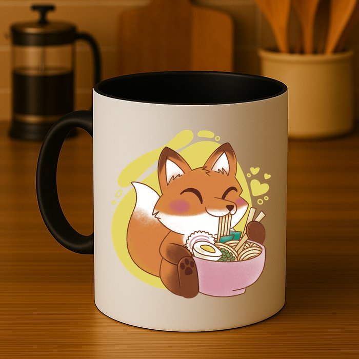 Kawaii Fox Eating Ramen Mug