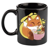 Kawaii Fox Eating Ramen 11oz C Handle Ceramic Mug