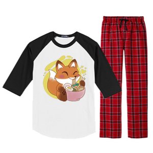 Kawaii Fox Eating Ramen Raglan Sleeve Pajama Set