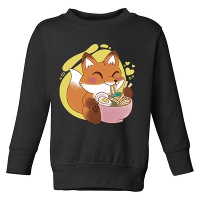Kawaii Fox Eating Ramen Toddler Sweatshirt