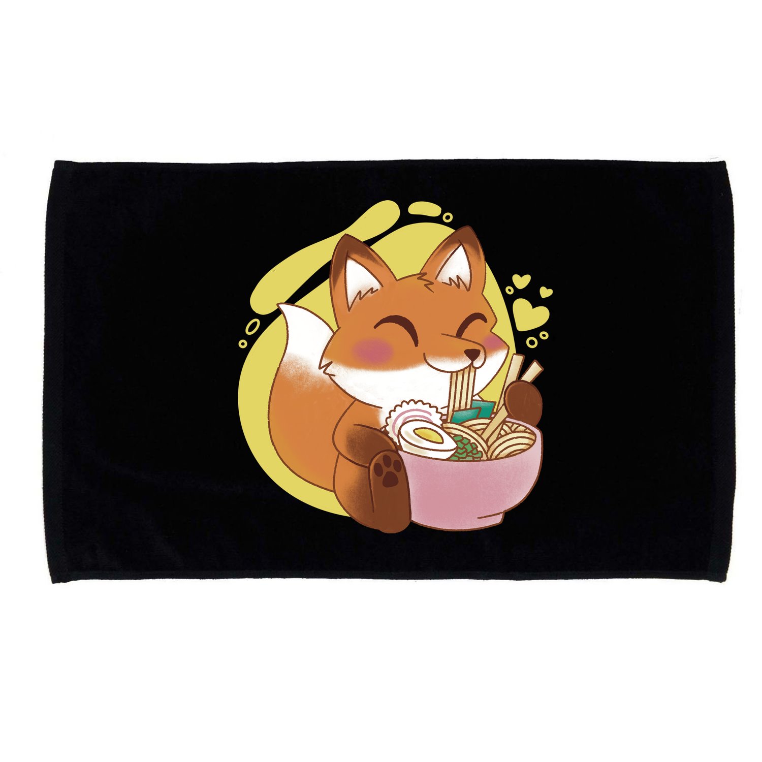 Kawaii Fox Eating Ramen Microfiber Hand Towel
