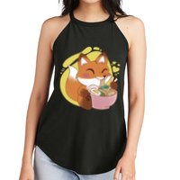 Kawaii Fox Eating Ramen Women's Perfect Tri Rocker Tank