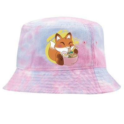 Kawaii Fox Eating Ramen Tie-Dyed Bucket Hat