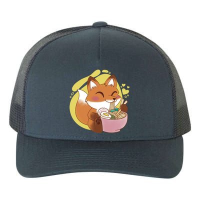 Kawaii Fox Eating Ramen Yupoong Adult 5-Panel Trucker Hat