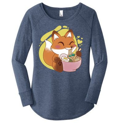 Kawaii Fox Eating Ramen Women's Perfect Tri Tunic Long Sleeve Shirt