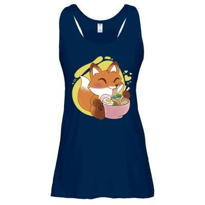 Kawaii Fox Eating Ramen Ladies Essential Flowy Tank