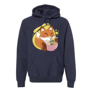 Kawaii Fox Eating Ramen Premium Hoodie