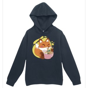 Kawaii Fox Eating Ramen Urban Pullover Hoodie