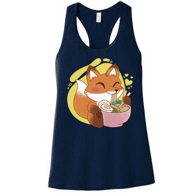 Kawaii Fox Eating Ramen Women's Racerback Tank