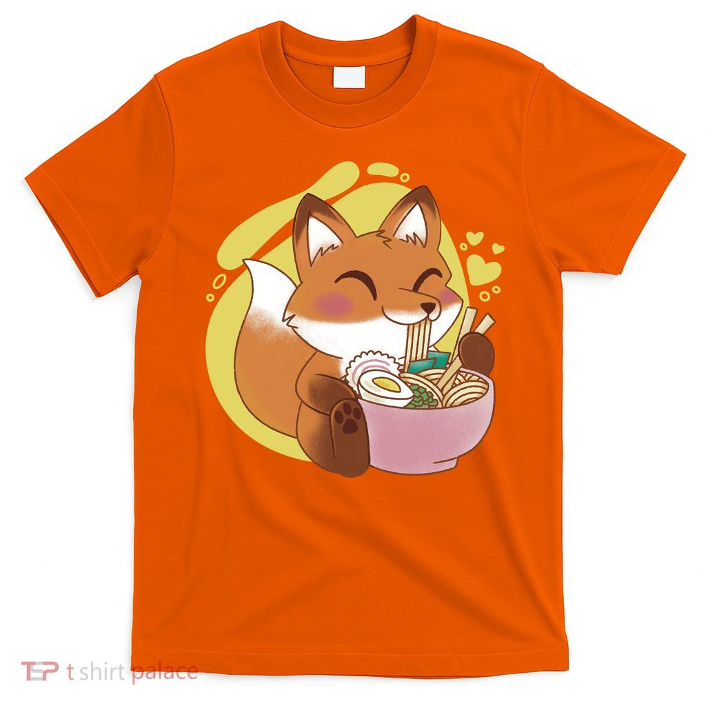 Kawaii Fox Eating Ramen T-Shirt