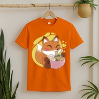 Kawaii Fox Eating Ramen T-Shirt
