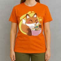 Kawaii Fox Eating Ramen T-Shirt