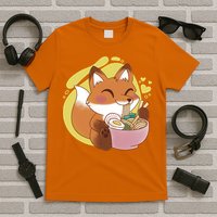 Kawaii Fox Eating Ramen T-Shirt