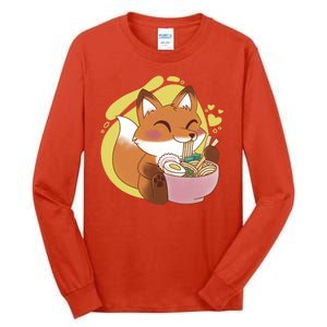 Kawaii Fox Eating Ramen Tall Long Sleeve T-Shirt