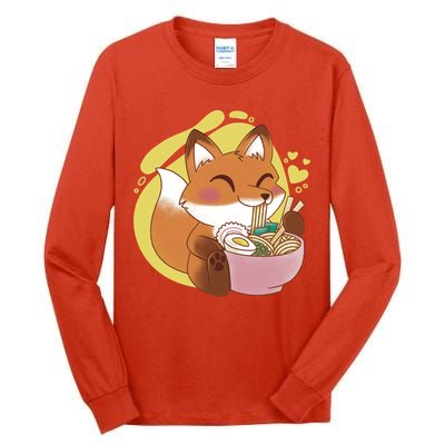 Kawaii Fox Eating Ramen Tall Long Sleeve T-Shirt