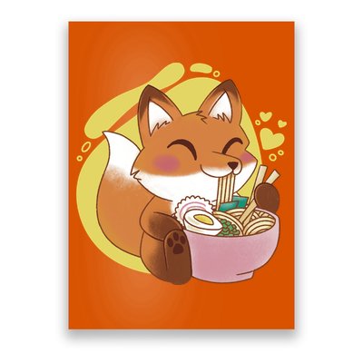 Kawaii Fox Eating Ramen Poster