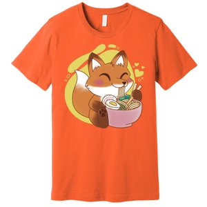 Kawaii Fox Eating Ramen Premium T-Shirt