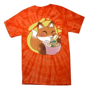 Kawaii Fox Eating Ramen Tie-Dye T-Shirt