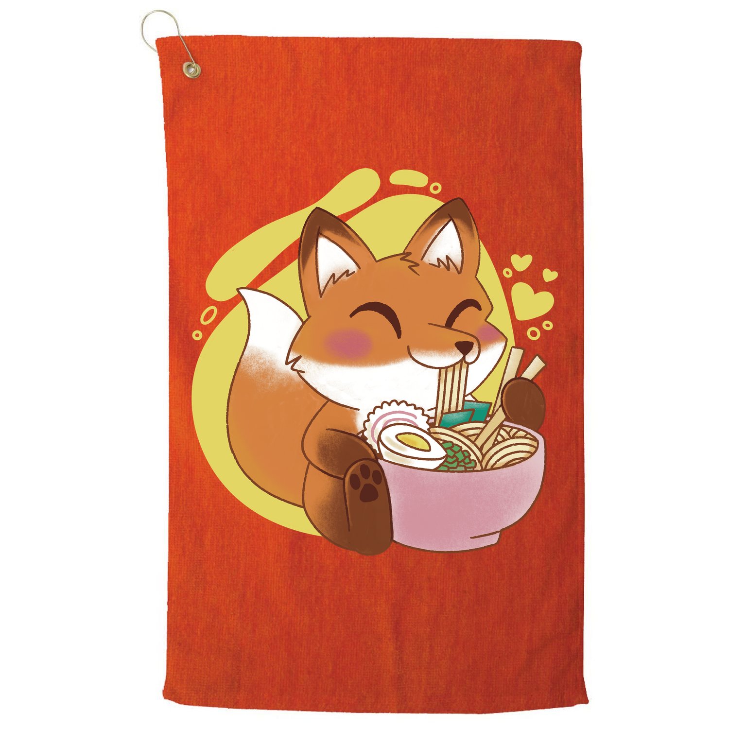 Kawaii Fox Eating Ramen Golf Towel