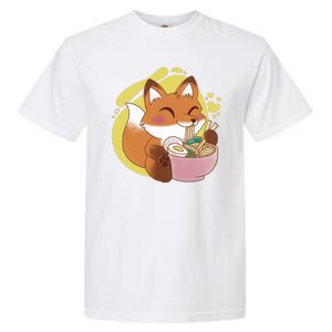 Kawaii Fox Eating Ramen Garment-Dyed Heavyweight T-Shirt