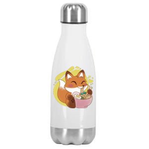 Kawaii Fox Eating Ramen Stainless Steel Insulated Water Bottle