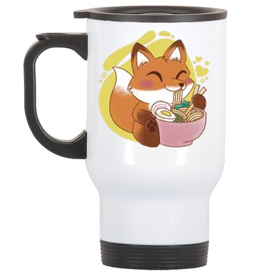 Kawaii Fox Eating Ramen Stainless Steel Travel Mug