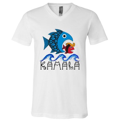 Kamala Fish Eat Fish V-Neck T-Shirt