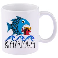 Kamala Fish Eat Fish 11oz C Handle Ceramic Mug