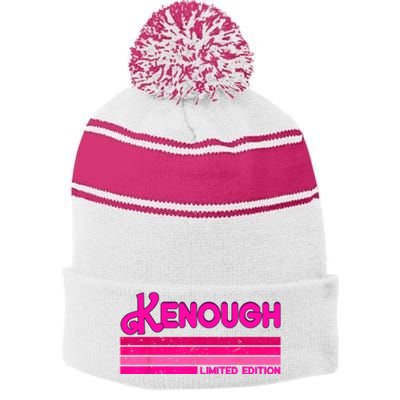 Ken Funny Enough Name Personalized Retro Vintage 80s 90s Stripe Pom Pom Beanie