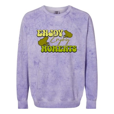 Kawaii Frog Enjoy Every Moments Gift Colorblast Crewneck Sweatshirt