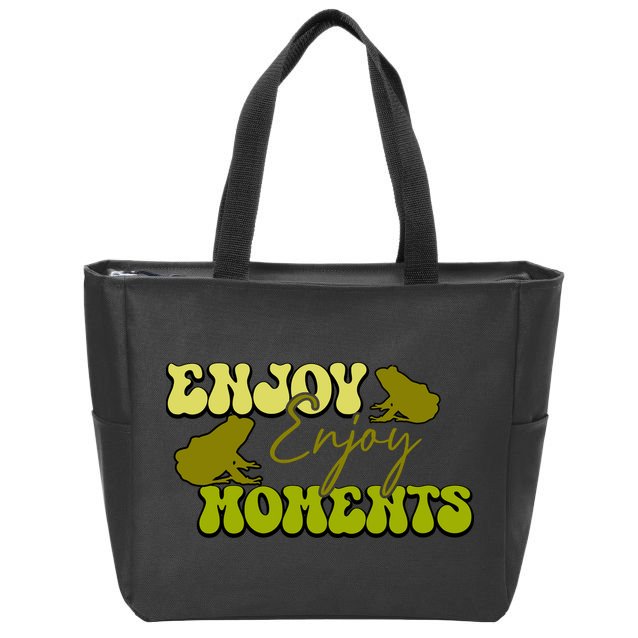 Kawaii Frog Enjoy Every Moments Gift Zip Tote Bag