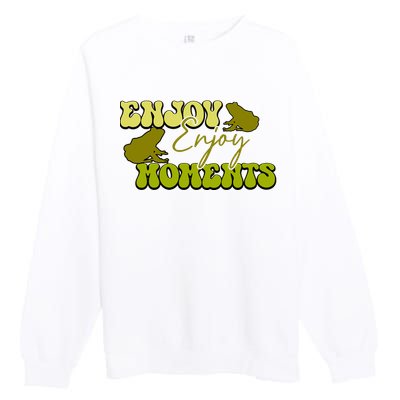 Kawaii Frog Enjoy Every Moments Gift Premium Crewneck Sweatshirt