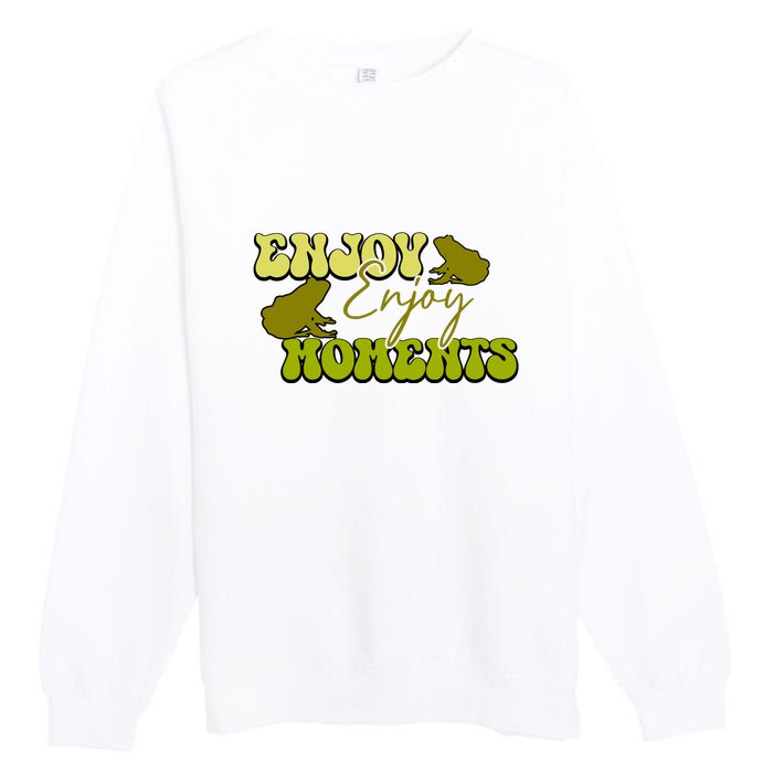 Kawaii Frog Enjoy Every Moments Gift Premium Crewneck Sweatshirt