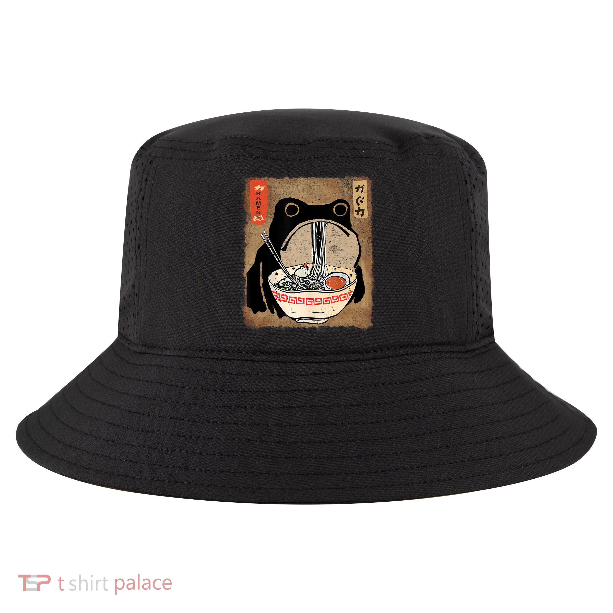 Kawaii Frog Eating Ramen Japanese Food Anime Teen Cool Comfort Performance Bucket Hat