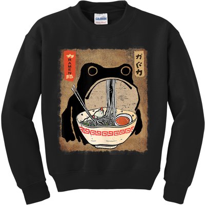 Kawaii Frog Eating Ramen Japanese Food Anime Teen Kids Sweatshirt