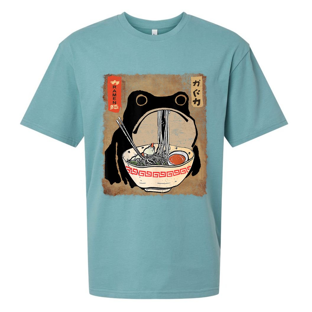 Kawaii Frog Eating Ramen Japanese Food Anime Teen Sueded Cloud Jersey T-Shirt