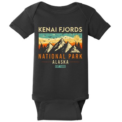 Kenai Fjords Est. 1980 Retro Alaska National Park Baby Bodysuit