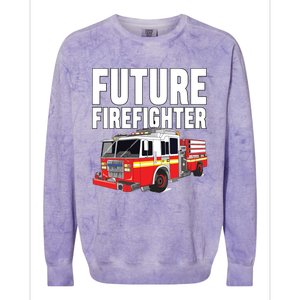 Kids Future Firefighter Fire Truck Theme Birthday Boy Colorblast Crewneck Sweatshirt