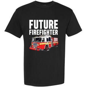 Kids Future Firefighter Fire Truck Theme Birthday Boy Garment-Dyed Heavyweight T-Shirt