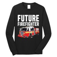 Kids Future Firefighter Fire Truck Theme Birthday Boy Long Sleeve Shirt