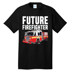 Kids Future Firefighter Fire Truck Theme Birthday Boy Tall T-Shirt