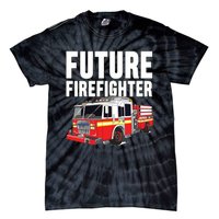 Kids Future Firefighter Fire Truck Theme Birthday Boy Tie-Dye T-Shirt