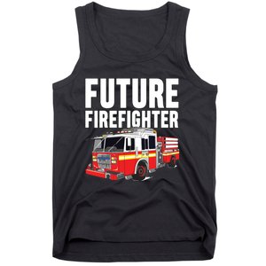 Kids Future Firefighter Fire Truck Theme Birthday Boy Tank Top