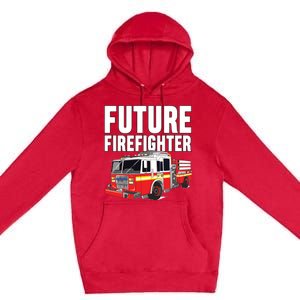 Kids Future Firefighter Fire Truck Theme Birthday Boy Premium Pullover Hoodie