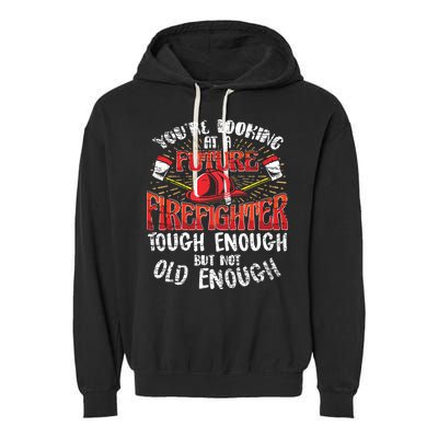 Kids Future Firefighter Kids Boy Men Funny Garment-Dyed Fleece Hoodie
